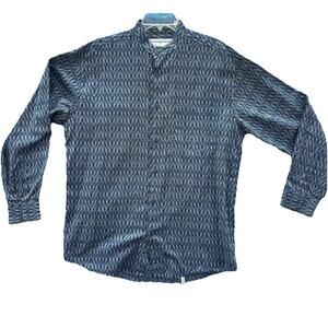jhane barnes shirt Menswear Made In Macau Mandarin band Collar VTG 100% Cotton M